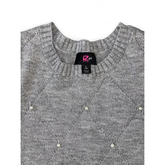 IZ Girls Sweater Dresses Red Gray Long Sleeve Knit Size Large 14 - Picture 10 of 11